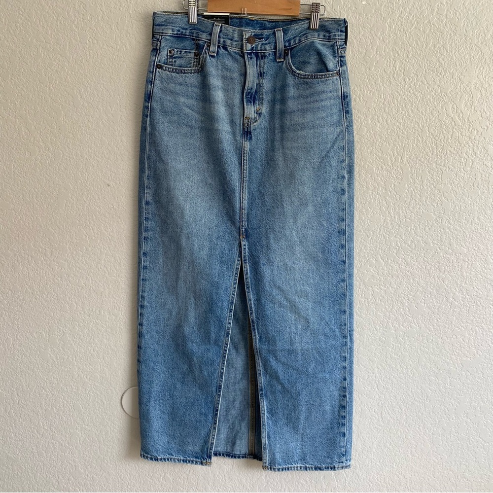 Levi's Premium Women's Cotton Denim Front-Slit Ankle Column Skirt